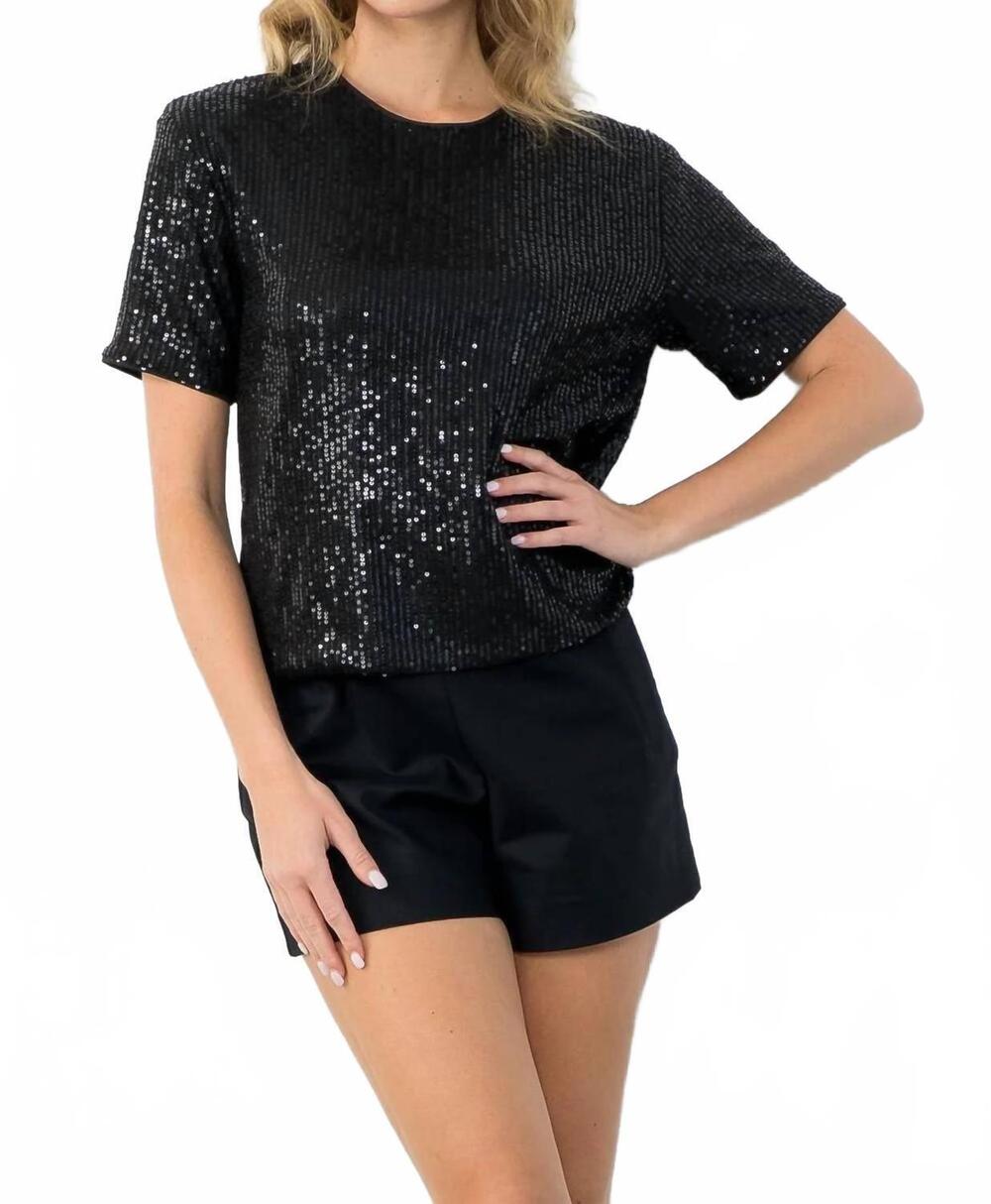 NEW THML sequin tee in black